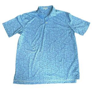 Peter Millar Summer Comfort Polo Fish Beach Cocktail Drink Blue XL